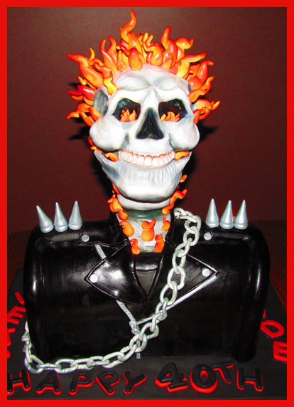 Ghost Rider cake decorated with modeling chocolate