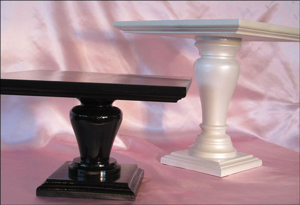 White and Black Square Cake Stands by Batter Up Cake