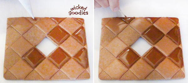 Chocolate Quilted Gingerbread Cookie House Design with Free Printable Template