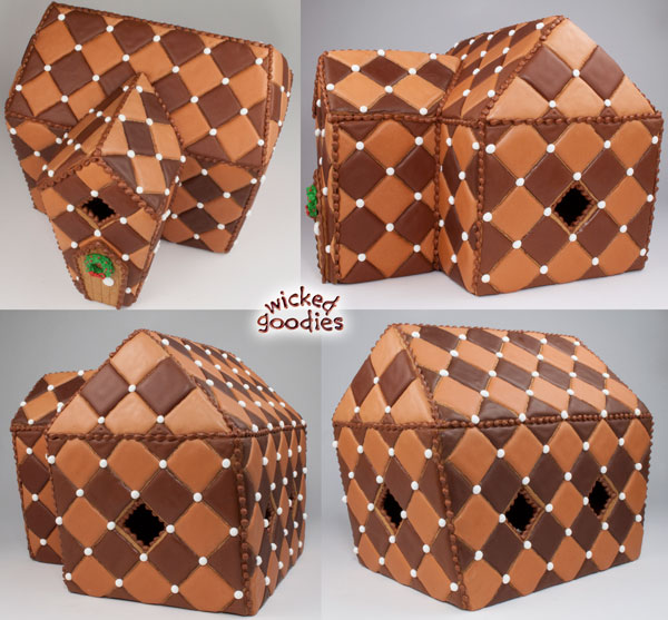 Chocolate Quilted Gingerbread Cookie House Design with Free Printable Template