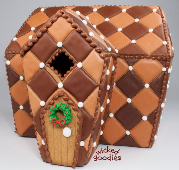 Chocolate Quilted Gingerbread Cookie House Design with Free Printable Template