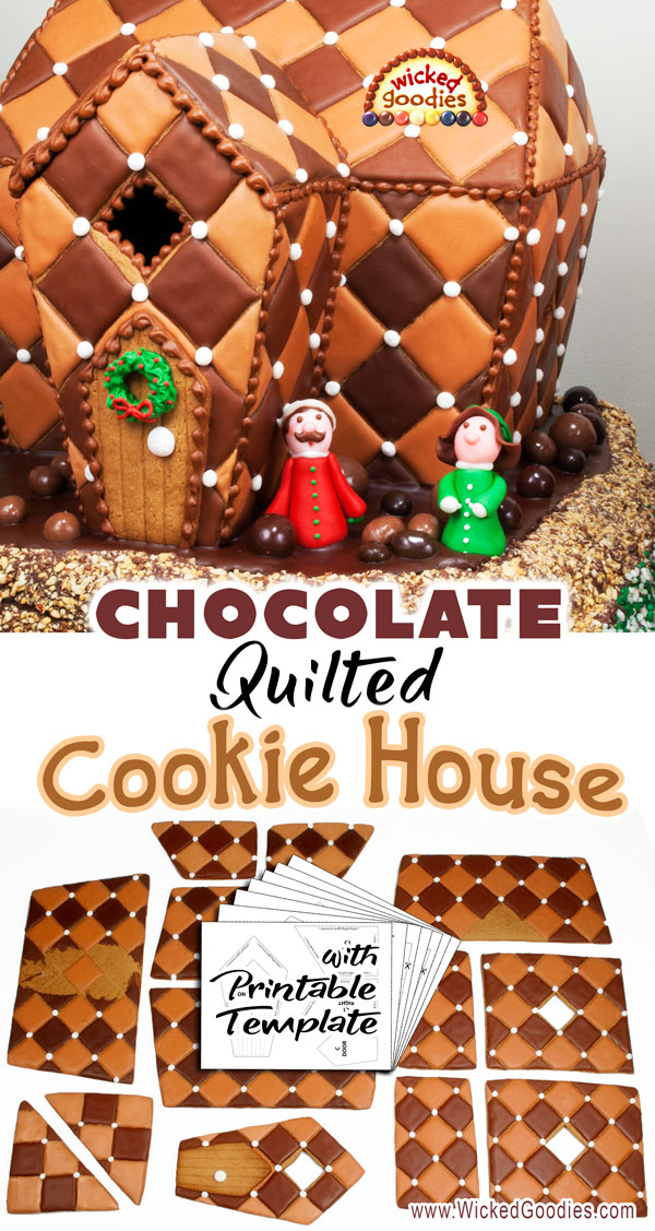 Chocolate Quilted Gingerbread Cookie House Design with Free Printable Template