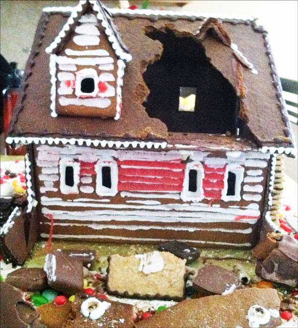 Gingerbread Cookie House with a Candy Lawn