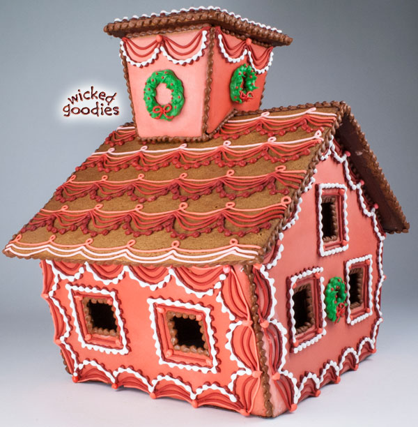 Royal Icing Piped Swag Gingerbread House Design