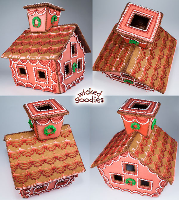 Royal Icing Piped Swag Gingerbread House Design