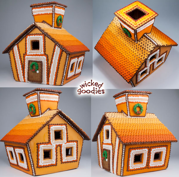 Orange Creamsicle Lace Trimmed Gingerbread House