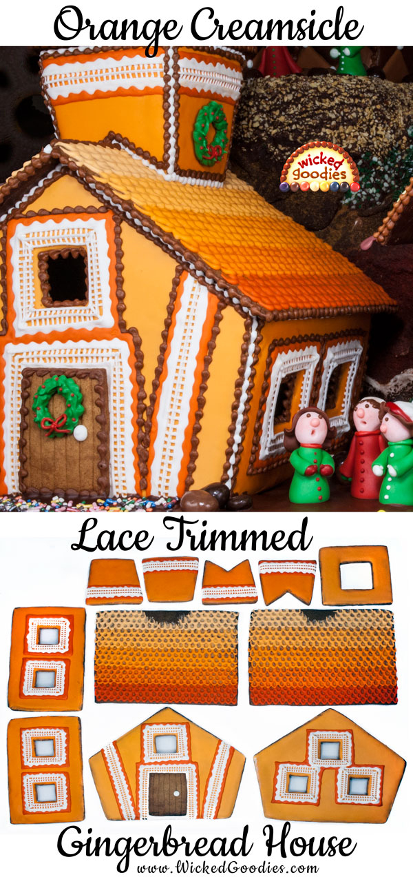 Orange Creamsicle Lace Trimmed Gingerbread House