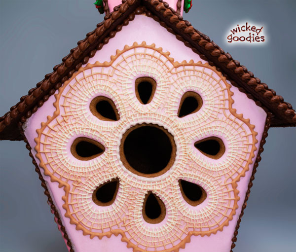 Pink Cross Stitched Gingerbread House