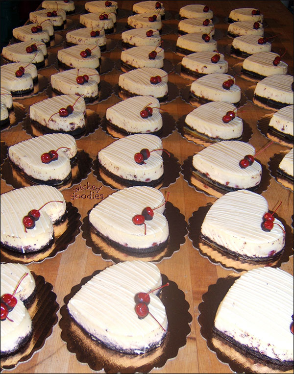 Heart Shaped Chocolate Cherry Cheesecakes