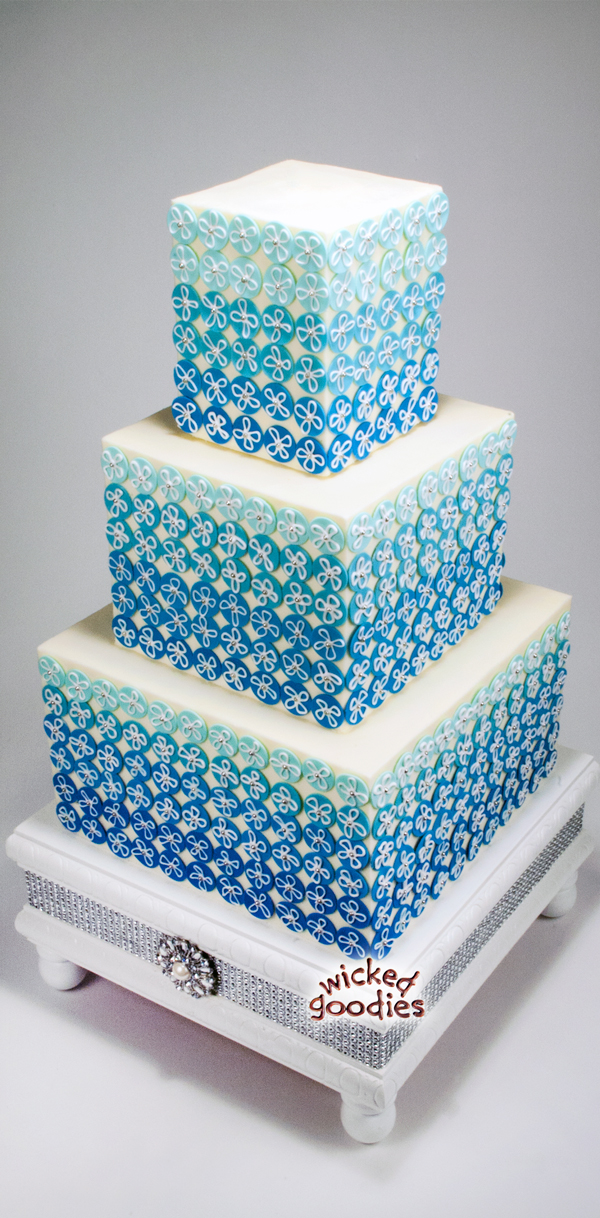 Blue Ombre Bling Modeling Chocolate Cake Design