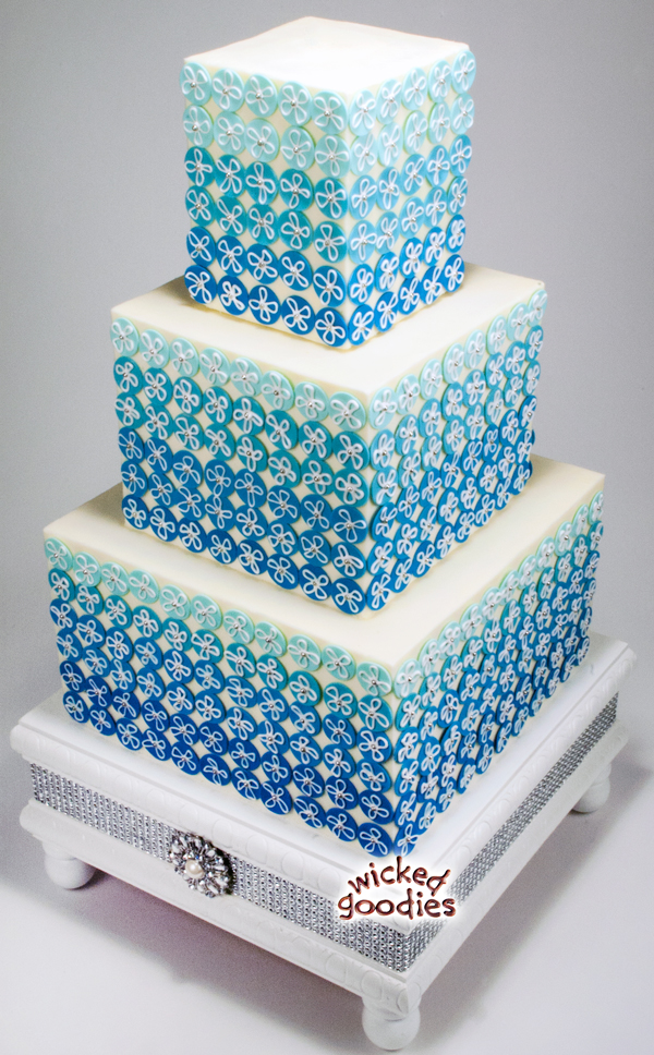 Blue Ombre Bling Modeling Chocolate Cake Design