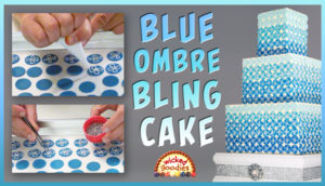 Blue Ombre Bling Modeling Chocolate Cake Design