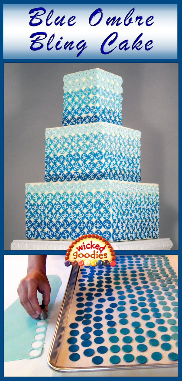 Blue Ombre Bling Cake with Modeling Chocolate