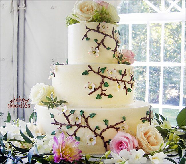 Blossoming Dogwood Vines Wedding Cake Wicked Goodies