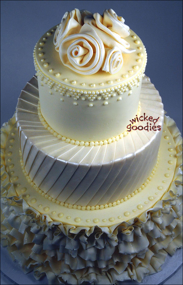 White Bride's Gown Wedding Cake