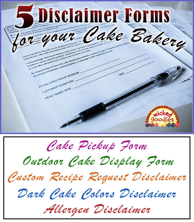 Disclaimer Forms for a Cake Bakery