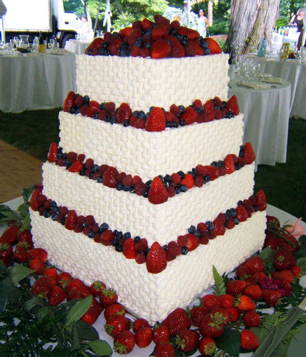 Strawberry Basket Weave Wedding Cake