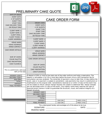 Cake Bakery Order and Quote Forms