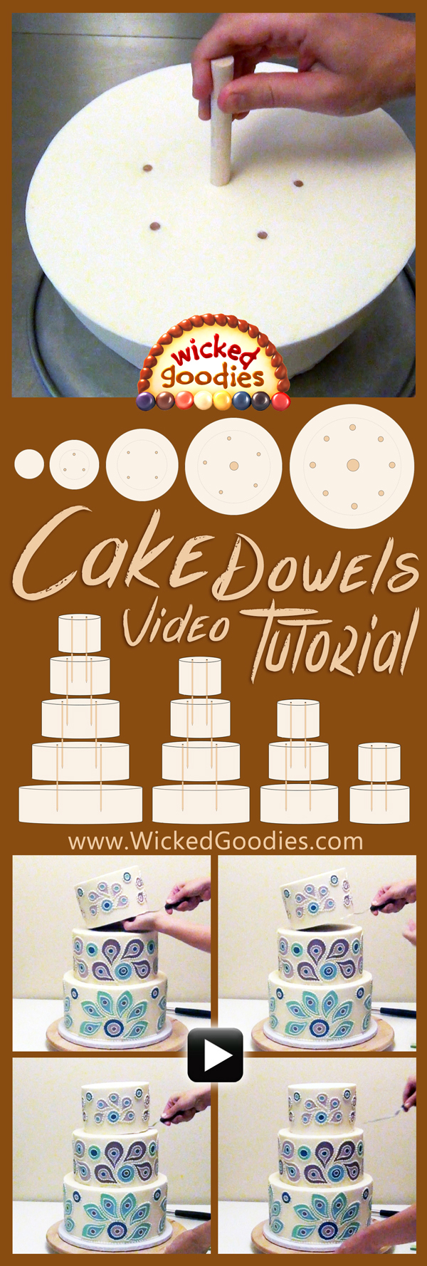 How to Use Wood Dowels in Stacked Cake Assembly